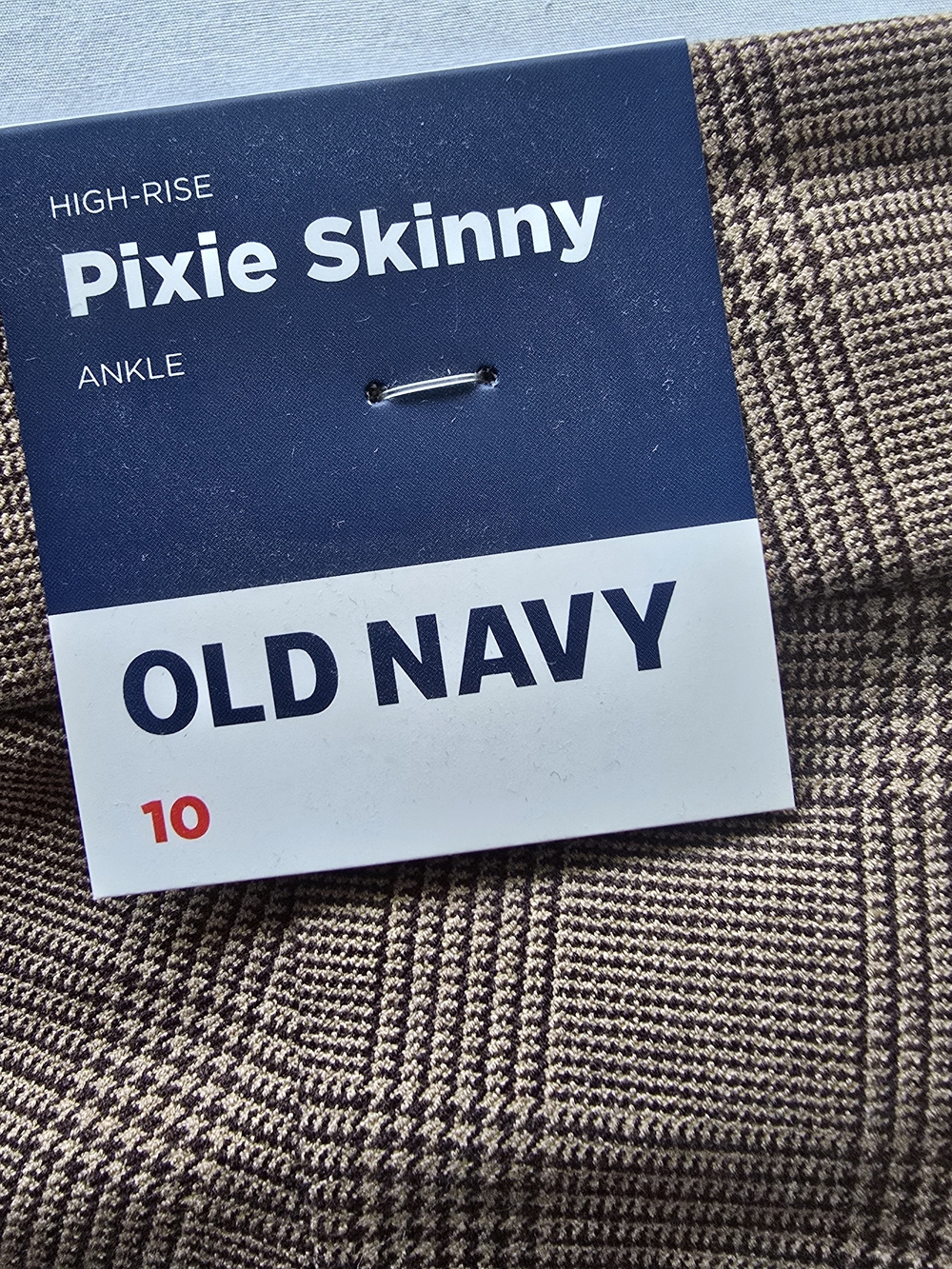 Old Navy Brown Plaid Pixie Skinny Women's Pants - Picture 2 of 7